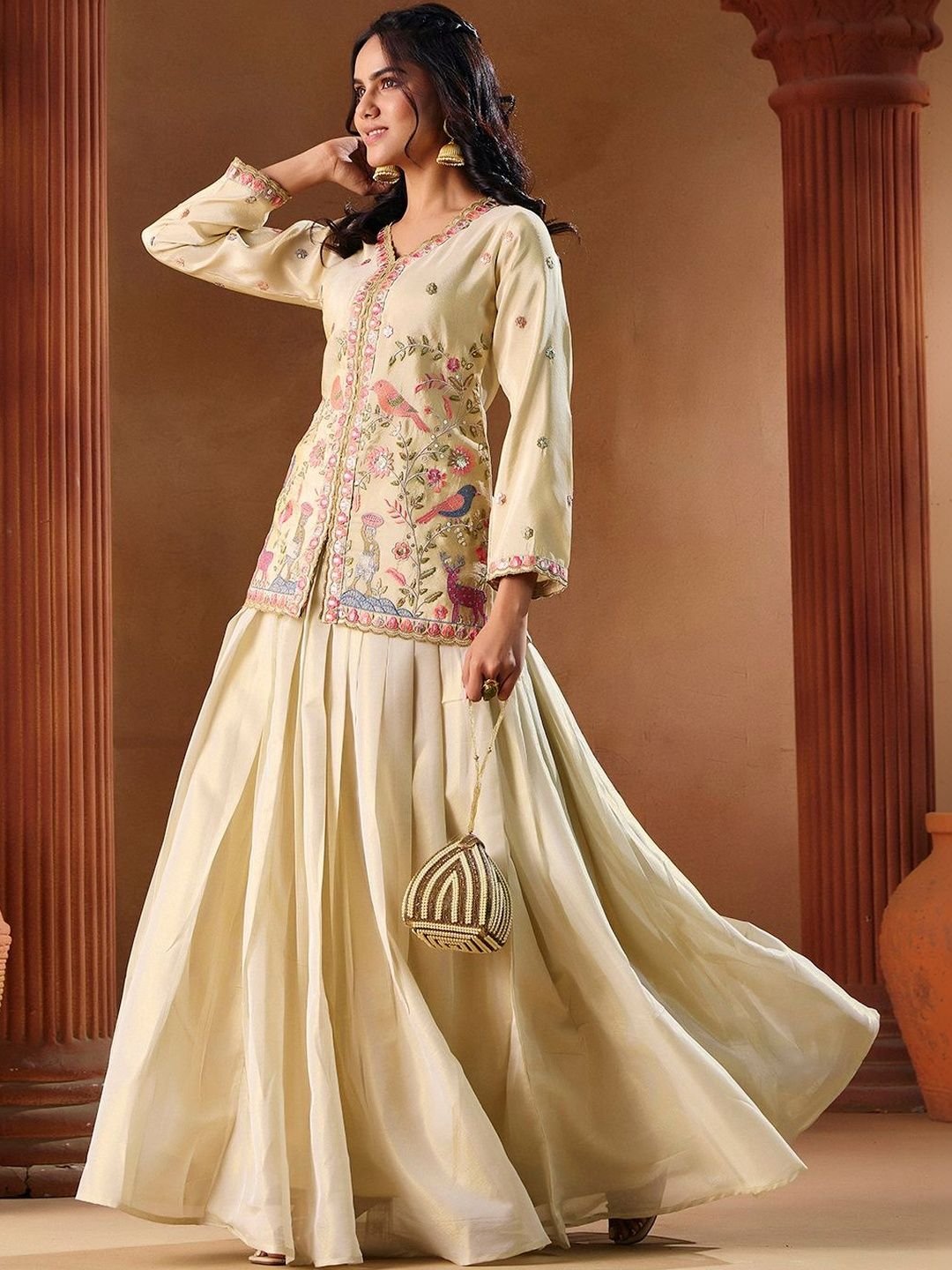 MADHURAM Embroidered Thread Work Ready to Wear Lehenga & - Image 3