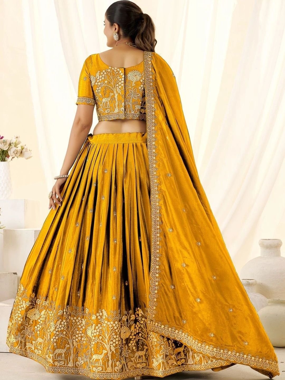 all about you Embroidered Thread Work Ready to Wear Lehenga & Blouse With Dupatta - Image 2