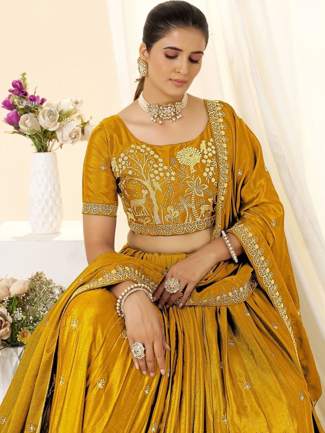 all about you Embroidered Thread Work Ready to Wear Lehenga & Blouse With Dupatta - Image 4