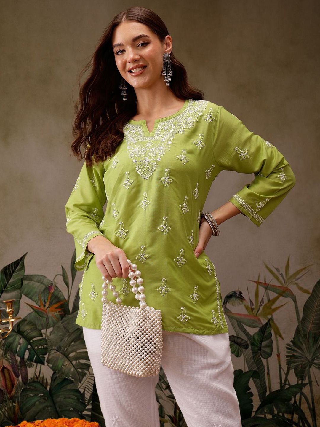 ADA Women Ethnic Motifs Embroidered Chikankari Kurti