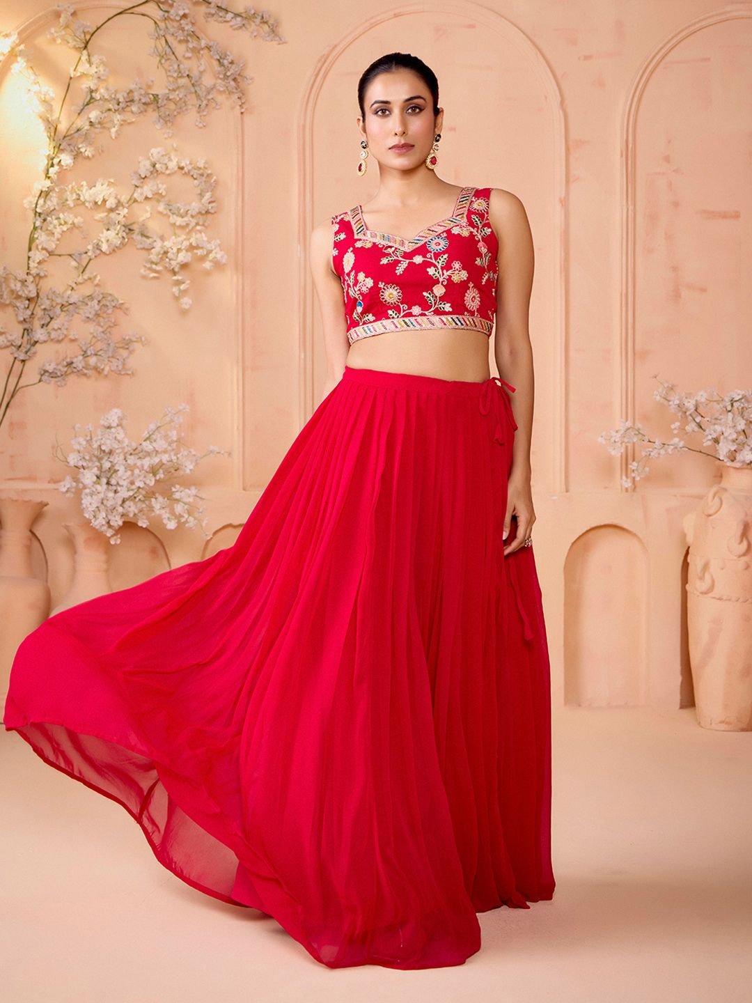 Embroidered Sequinned Ready To Wear Lehenga With Choli & Shrug - Image 3