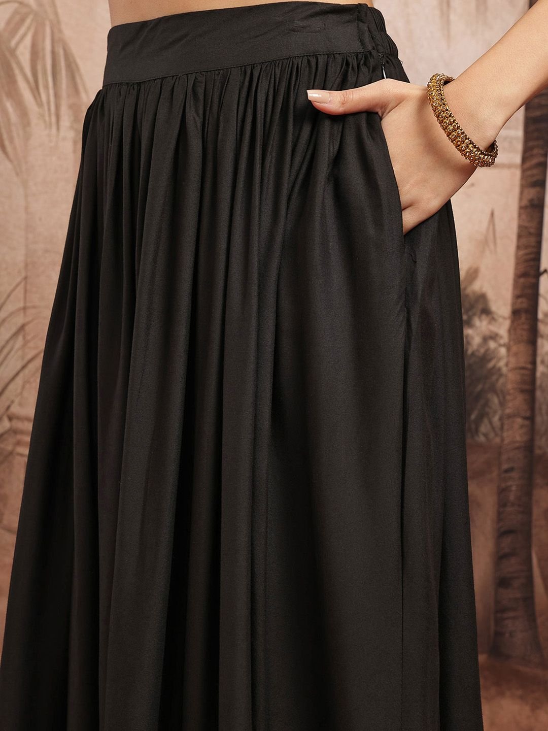 Sangria Zari Embroidered Tie-Up Neck Ready to Wear Lehenga Choli - Image 3