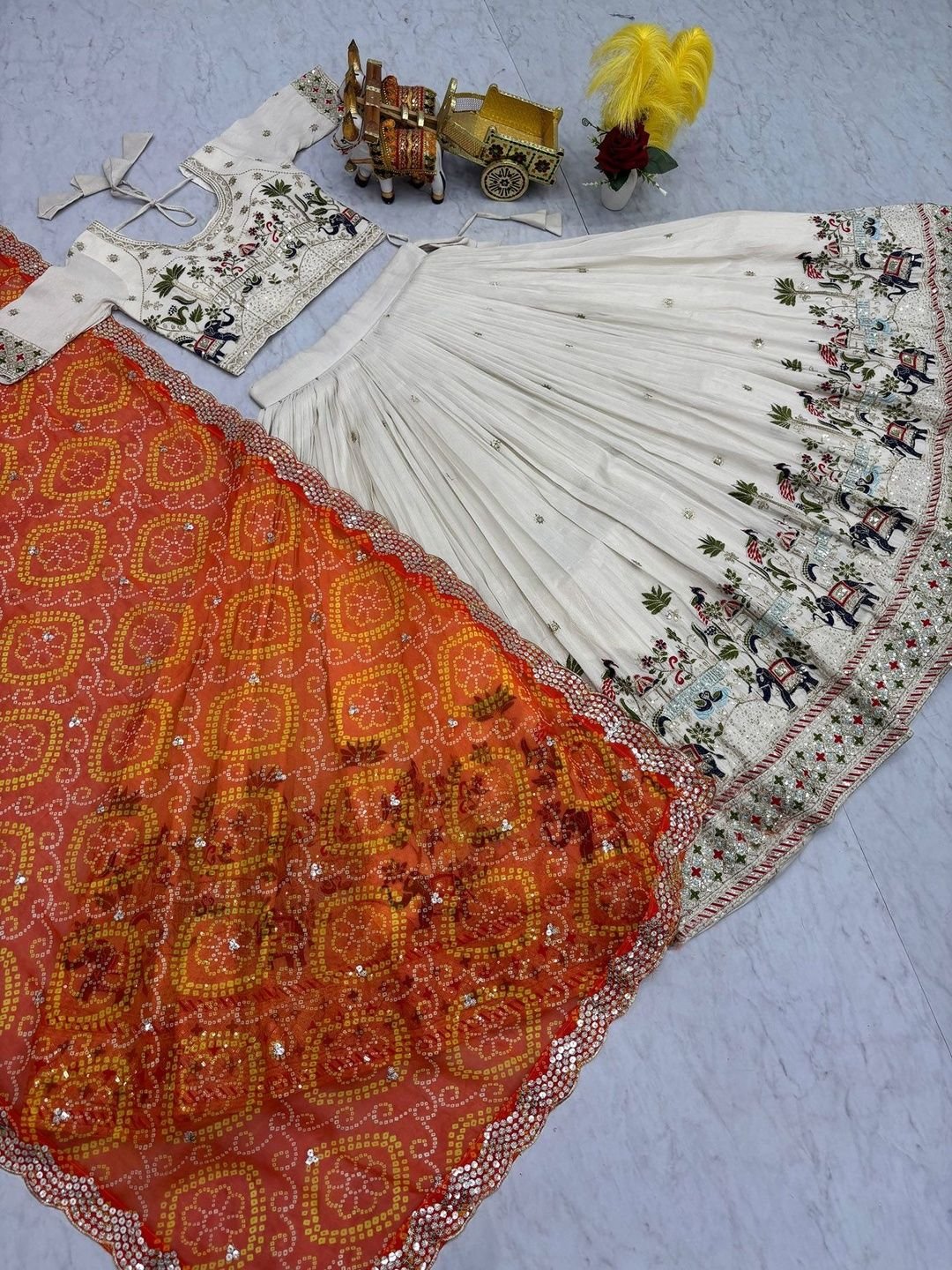 Moda Rapido Embroidered Sequinned Semi-Stitched Lehenga & Blouse With Dupatta - Image 4