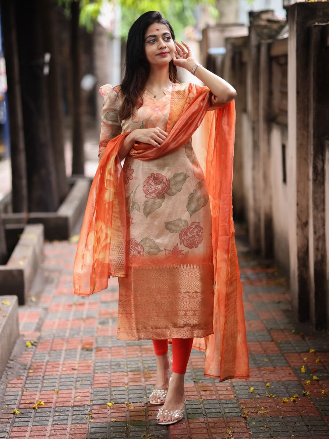 Floral Printed V-Neck Kurti