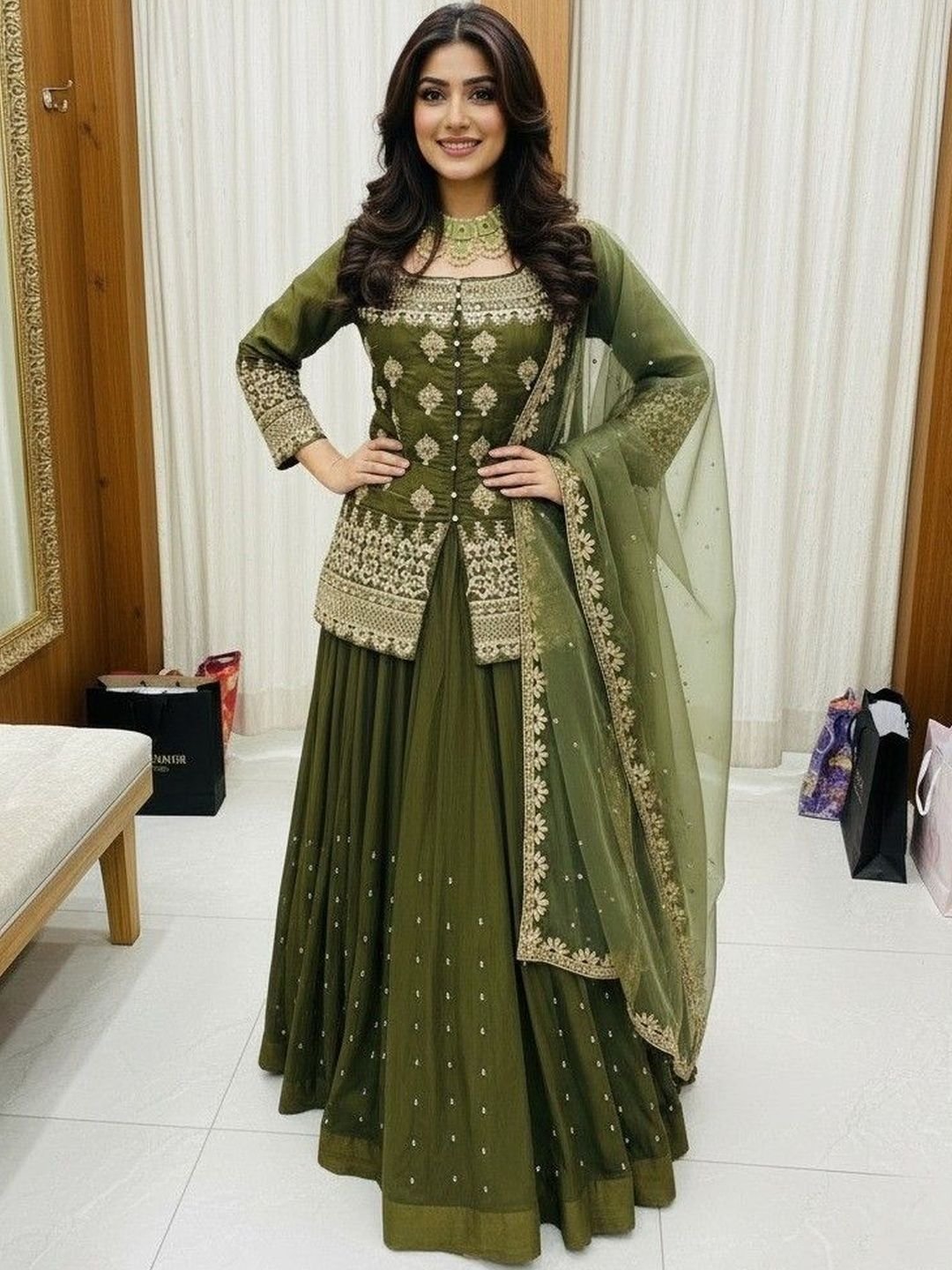 krisha fashion Embroidered Ready to Wear Lehenga & Blouse With Dupatta - Image 2