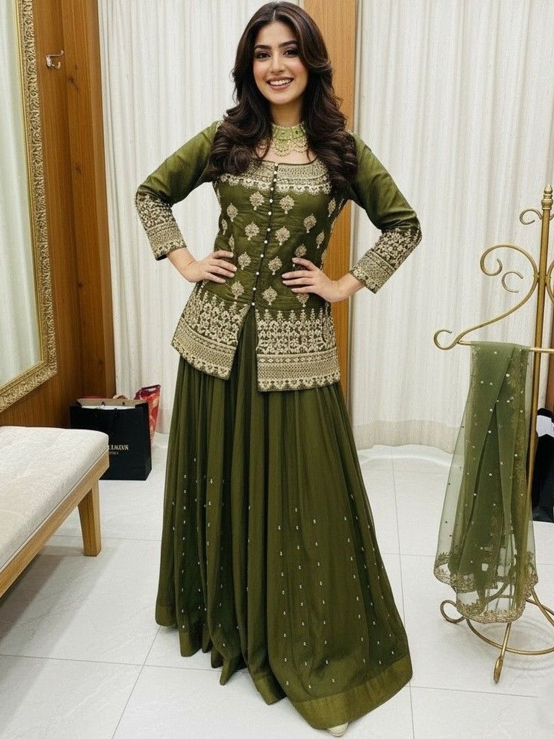 krisha fashion Embroidered Ready to Wear Lehenga & Blouse With Dupatta - Image 4