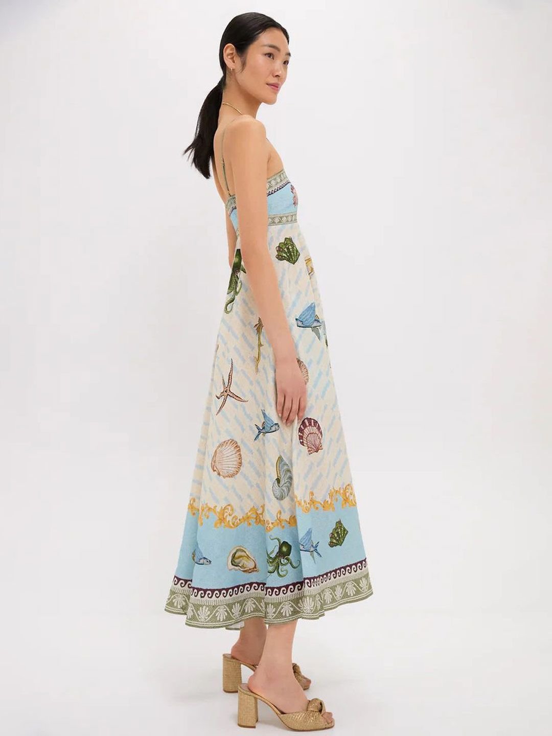 StyleCast Women Graphic Printed Shoulder Straps Fit and Flare Midi Dress - Image 3