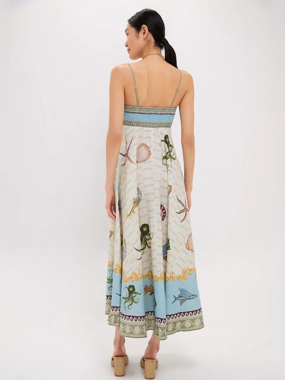 StyleCast Women Graphic Printed Shoulder Straps Fit and Flare Midi Dress - Image 4