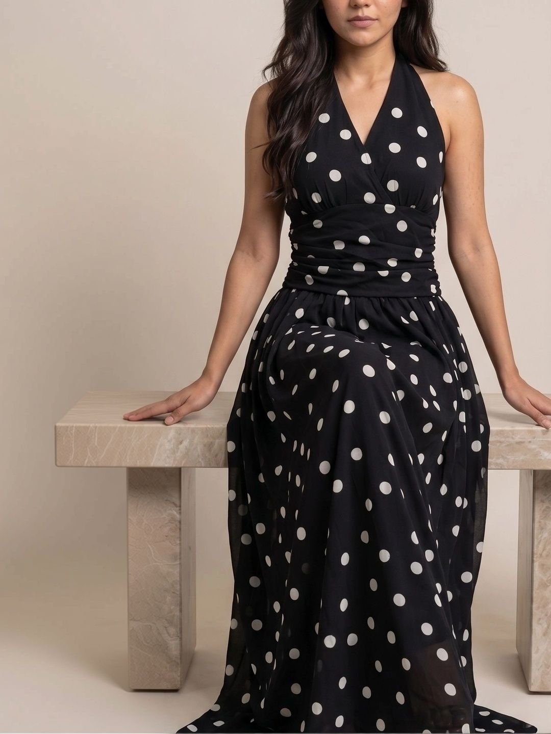 MASK Polka Dot Print Maxi Dress