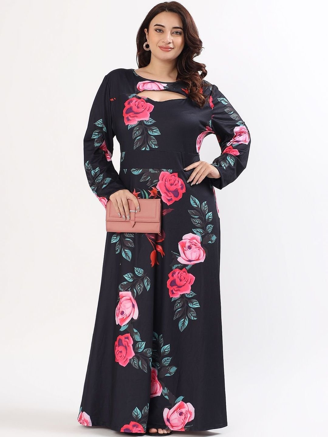 PELLE LUXUR Floral Print A-Line Maxi Dress