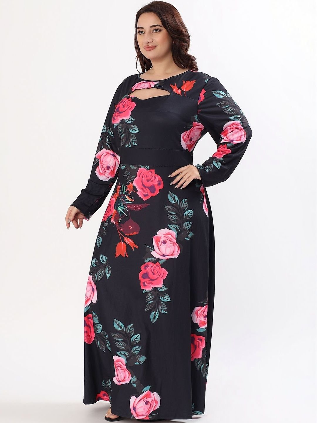 PELLE LUXUR Floral Print A-Line Maxi Dress - Image 3