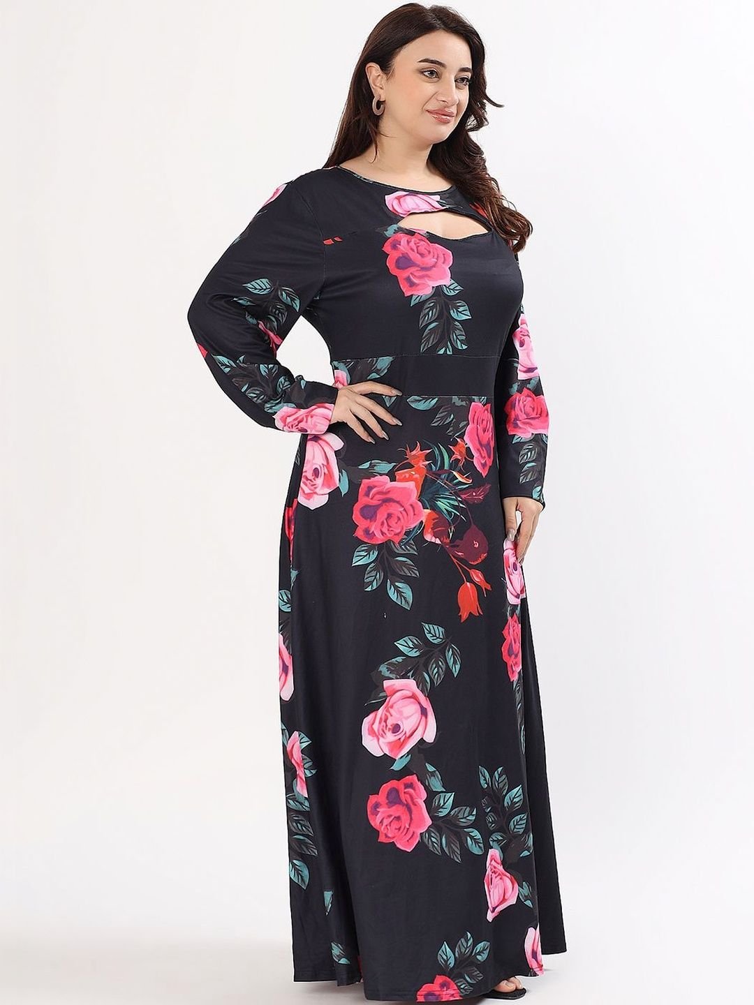 PELLE LUXUR Floral Print A-Line Maxi Dress - Image 4