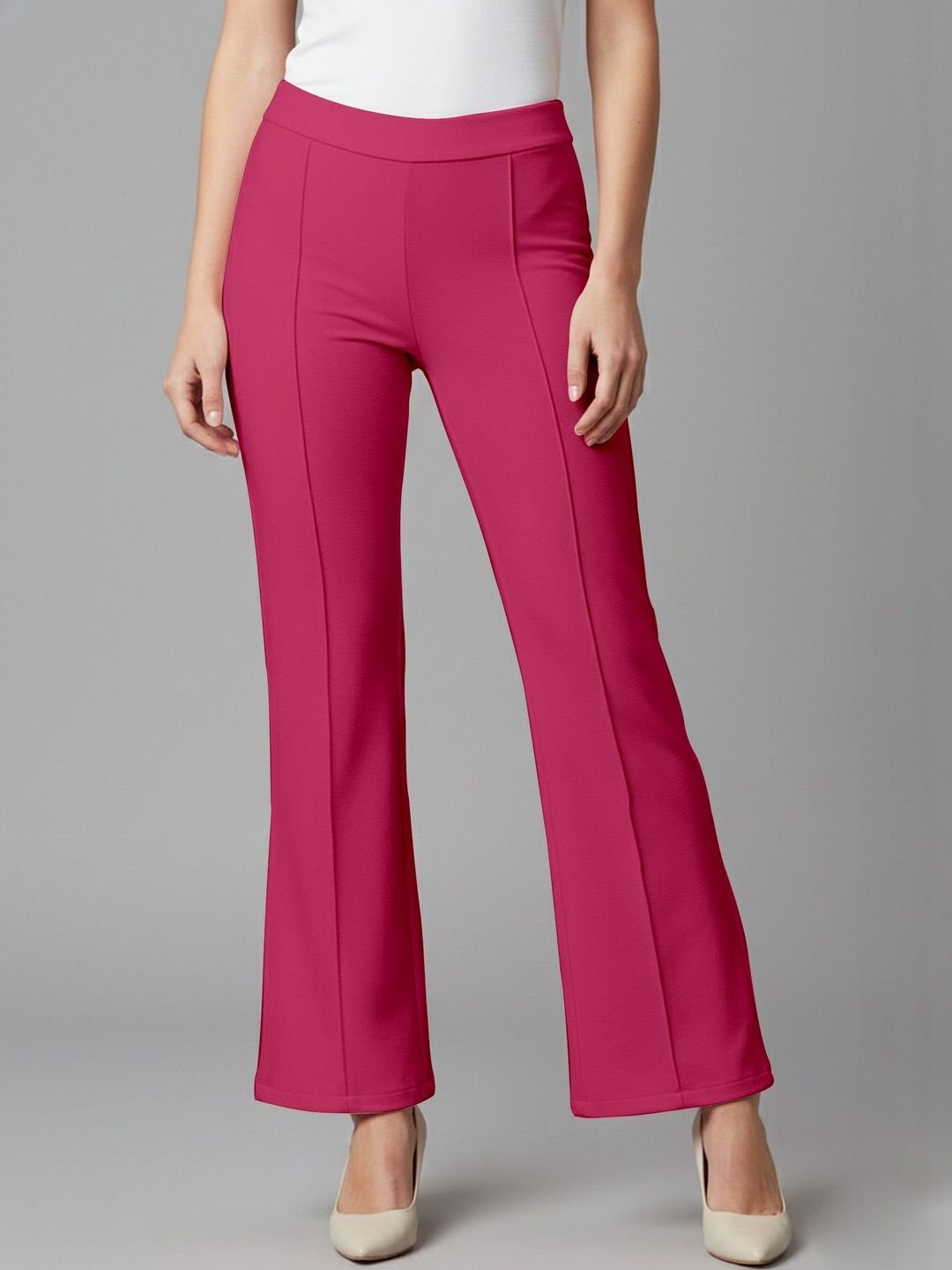 Mehrang Women Solid High Rise Bell Bottom Trouser