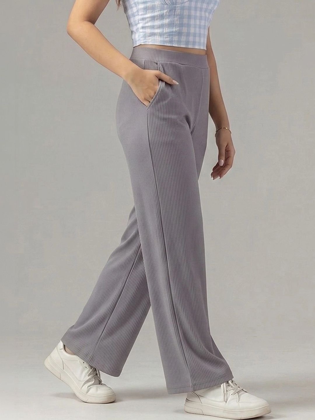 Moda Rapido Women Classic Loose Fit High-Rise Wrinkle Free Trousers - Image 3