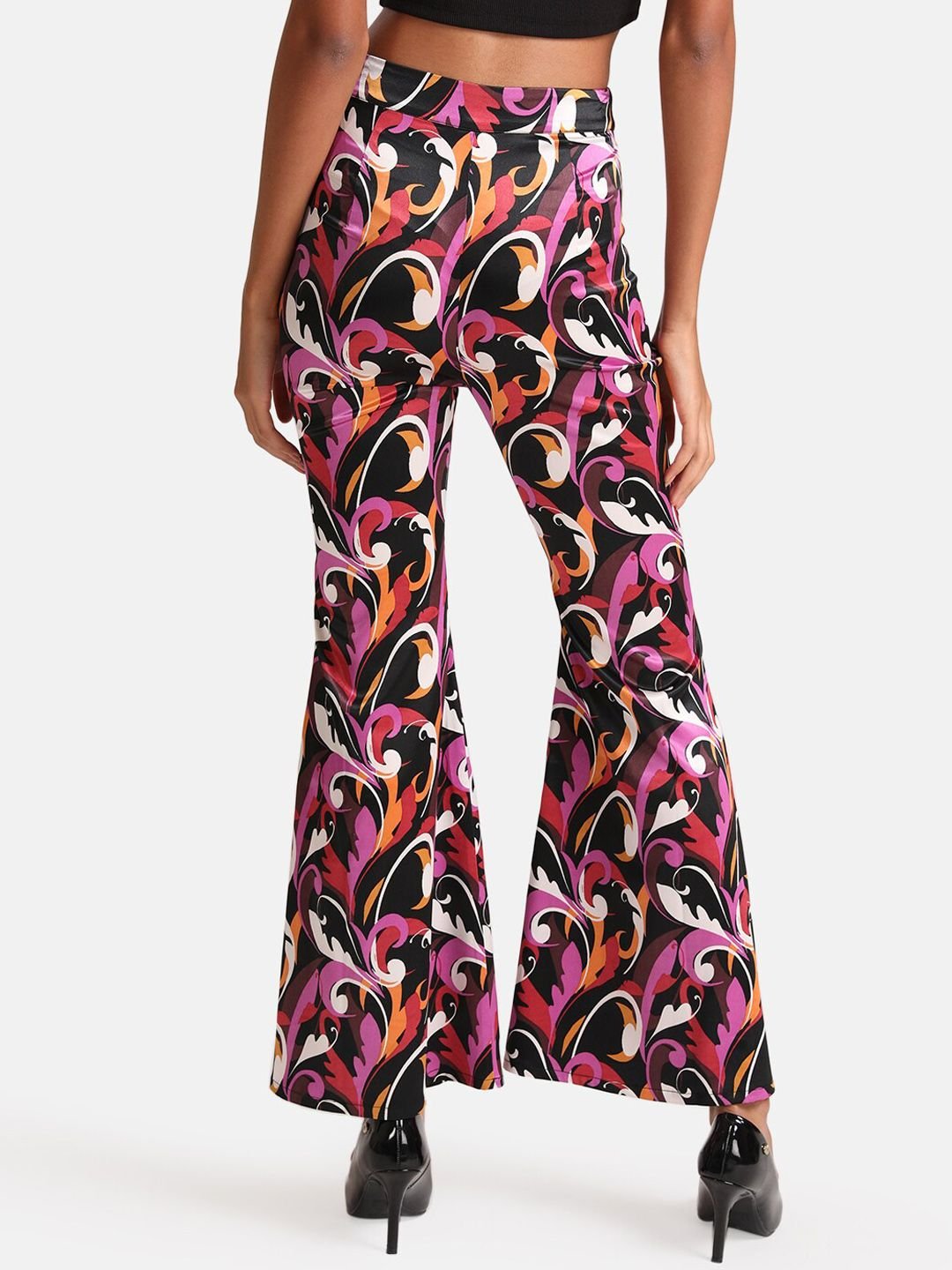 Kazo Women Floral Abstract Printed Flared High-Rise  Bell Bottom Trousers - Image 3
