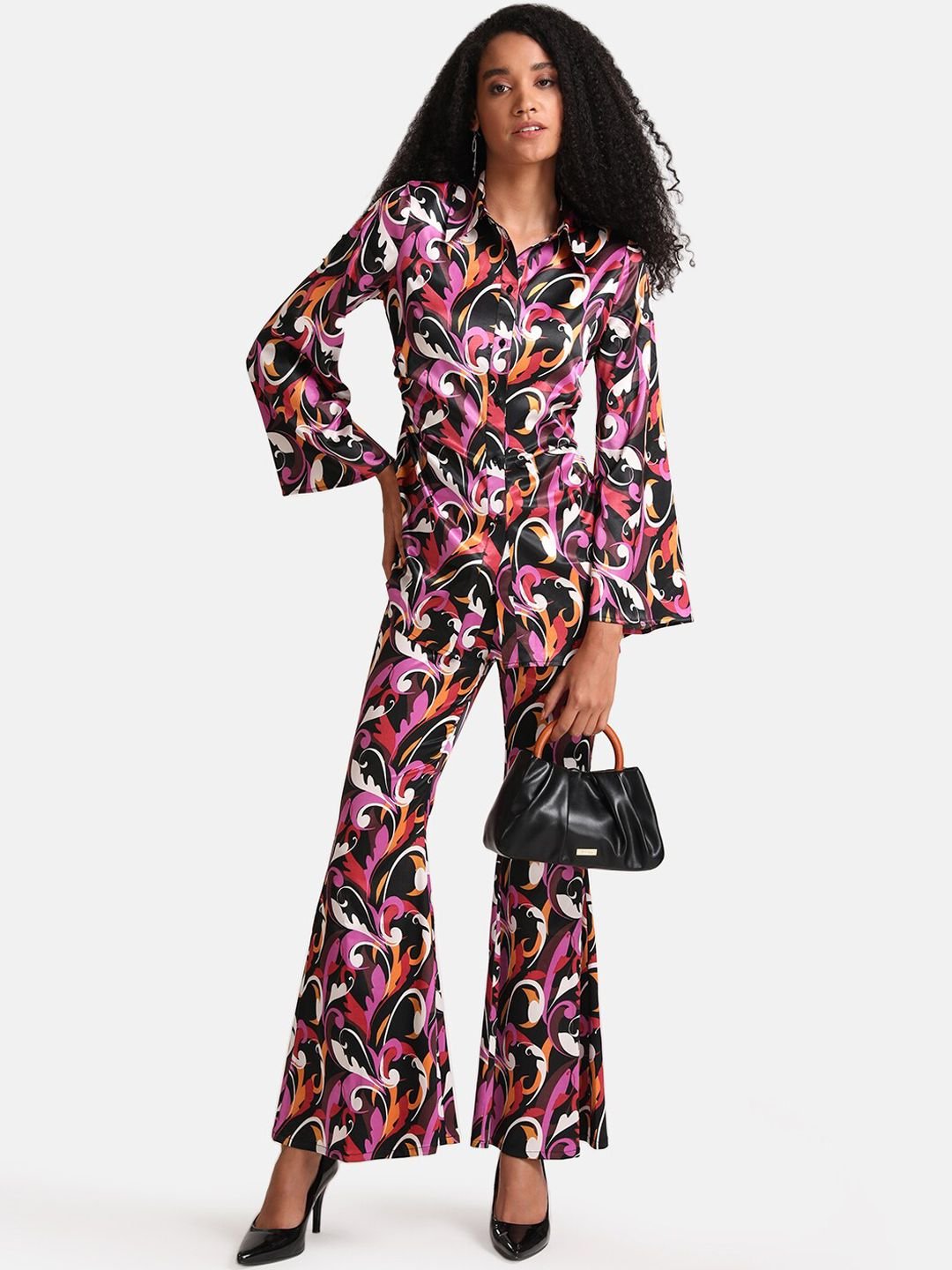 Kazo Women Floral Abstract Printed Flared High-Rise  Bell Bottom Trousers - Image 4