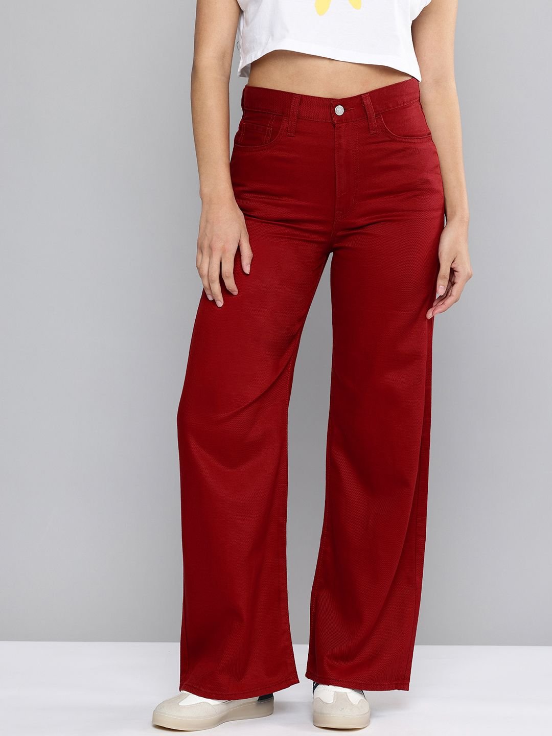 Levis Women's Red Ribcage Bell Bottom Wide Leg Fit High Rise Jeans