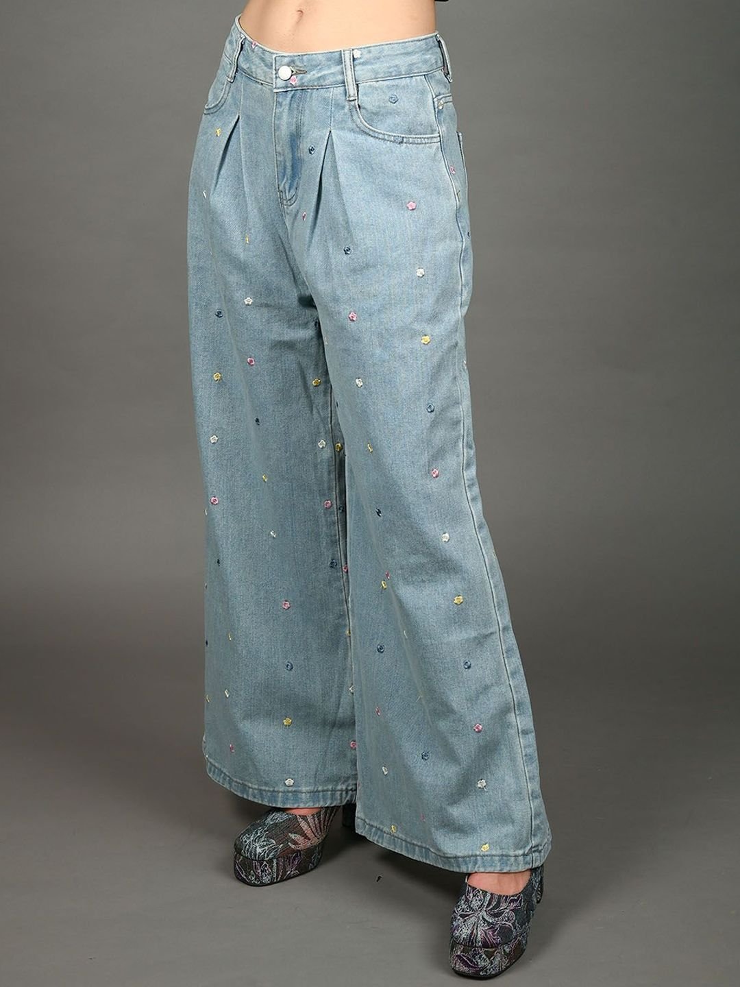 ODETTE ODETTE Women Flared Mid-Rise Mildly Distressed Jeans - Image 2