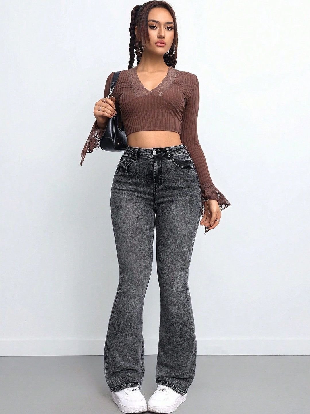 YMT YMT Women Jean Flared Mid-Rise Jeans