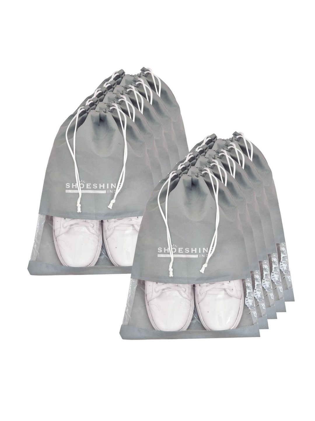 SHOESHINE Pack Of 10 Water Resistant Transparent Window Shoe Bag Shoe Accessories