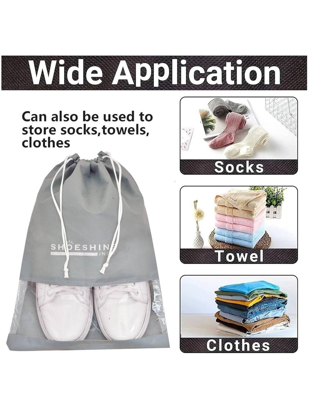 SHOESHINE Pack Of 10 Water Resistant Transparent Window Shoe Bag Shoe Accessories - Image 2