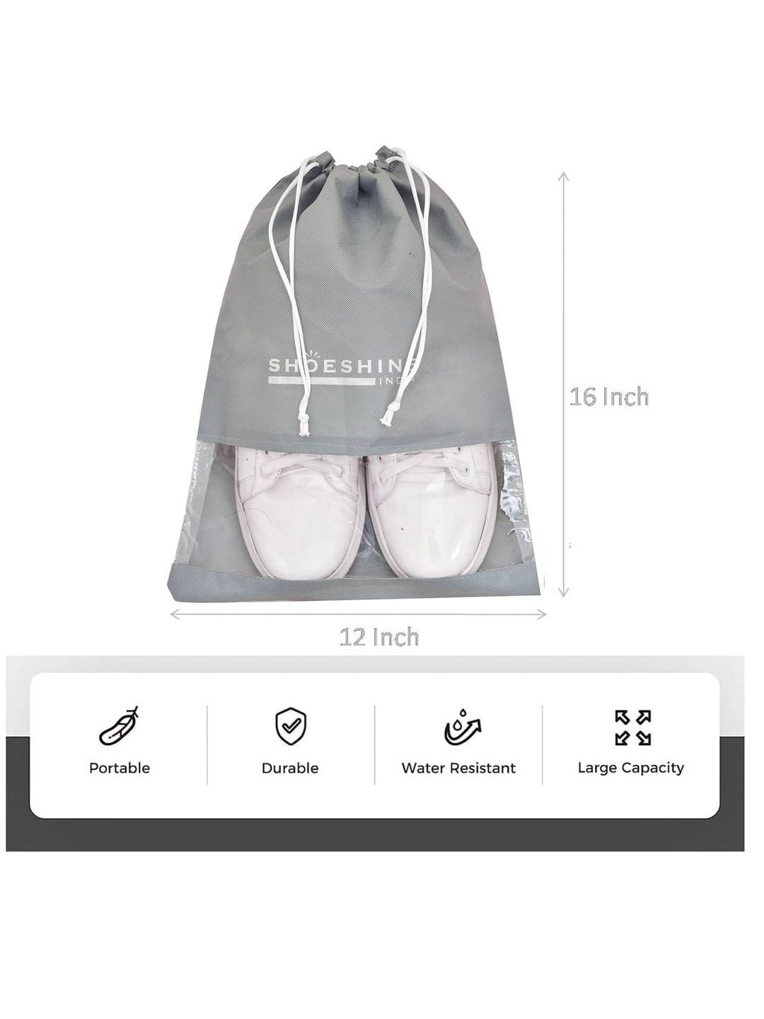 SHOESHINE Pack Of 10 Water Resistant Transparent Window Shoe Bag Shoe Accessories - Image 3