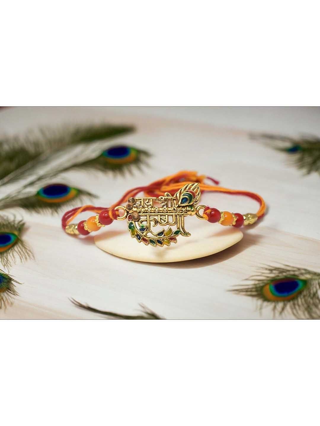 MEIRA JEWELLERY Set Of 5 Designer Rakhis With Greeting Card & Roli Chawal - Image 2