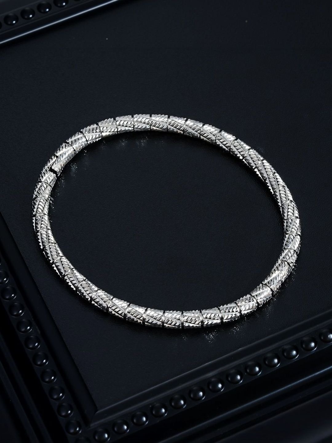 StyleCast x Revolte Men Handcrafted Silver-Plated Bangle-Style Bracelet - Image 3
