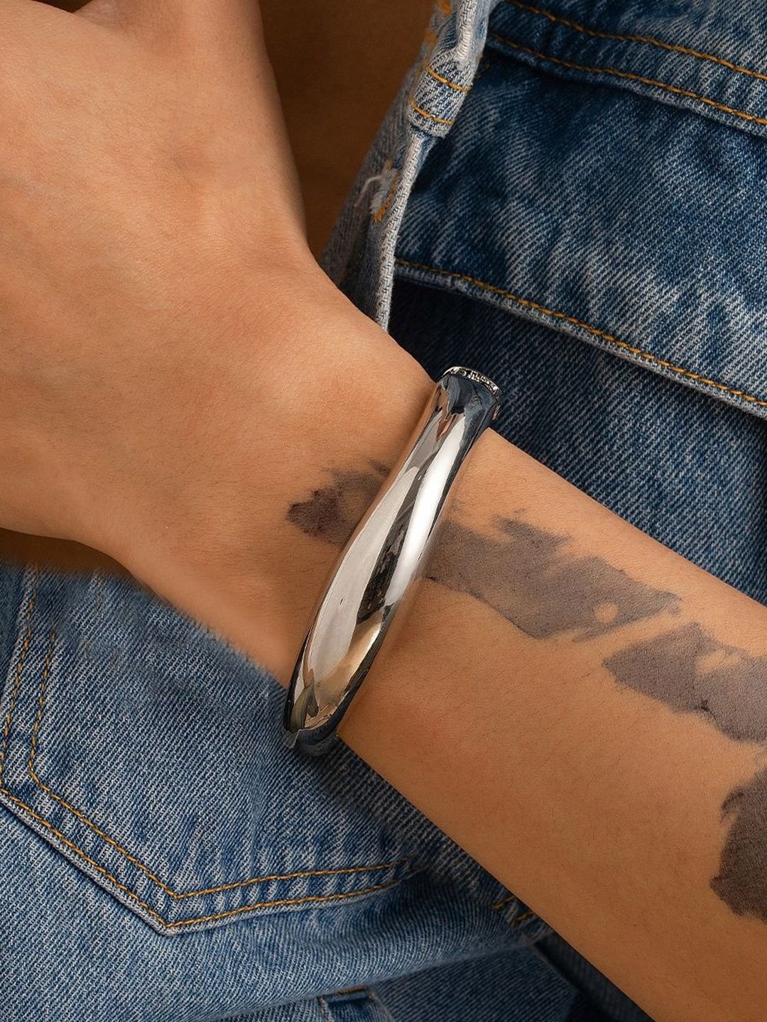 Revolte StyleCast x Revolte Men Handcrafted Silver-Plated Cuff Bracelet