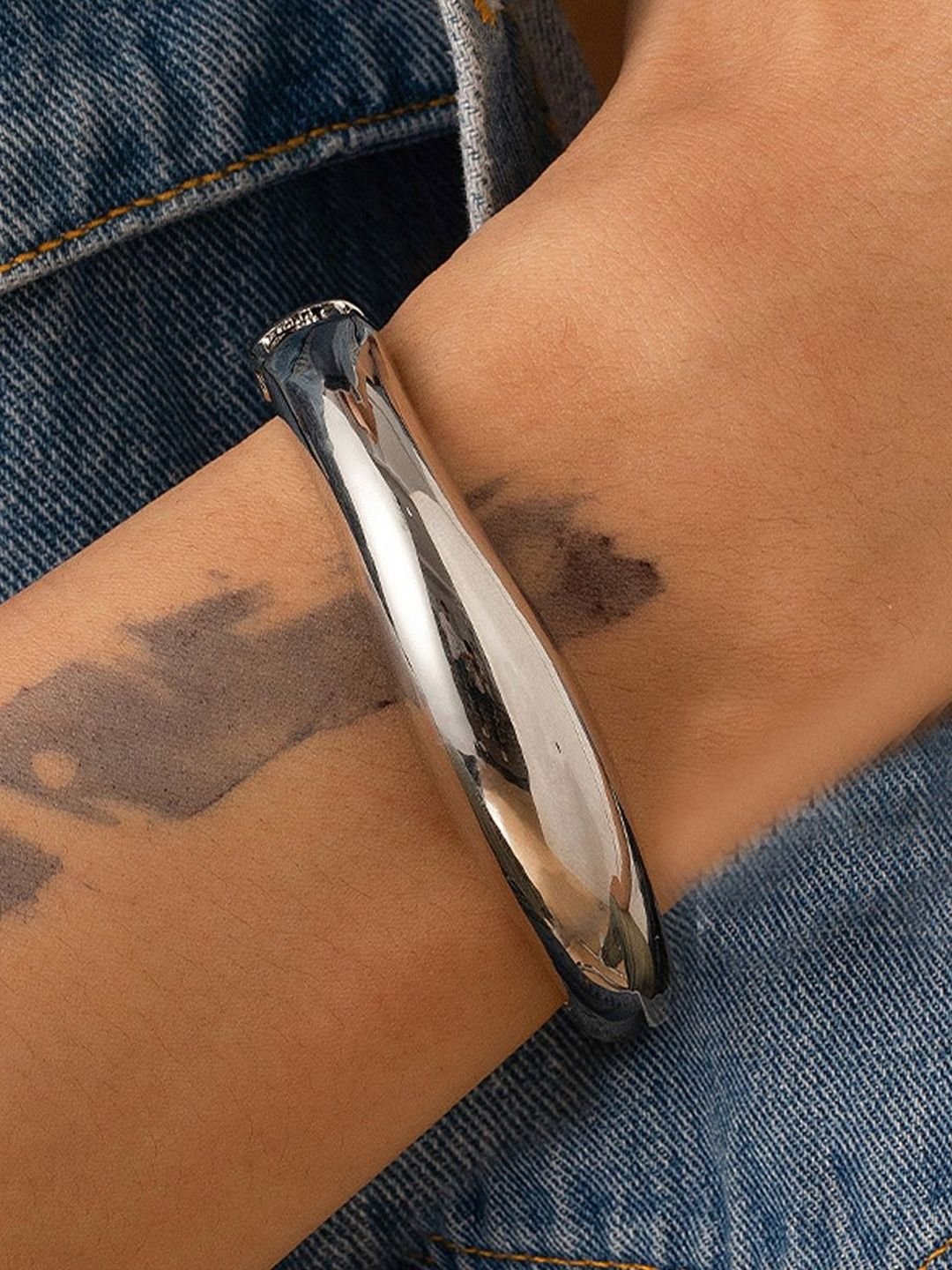 Revolte StyleCast x Revolte Men Handcrafted Silver-Plated Cuff Bracelet - Image 2