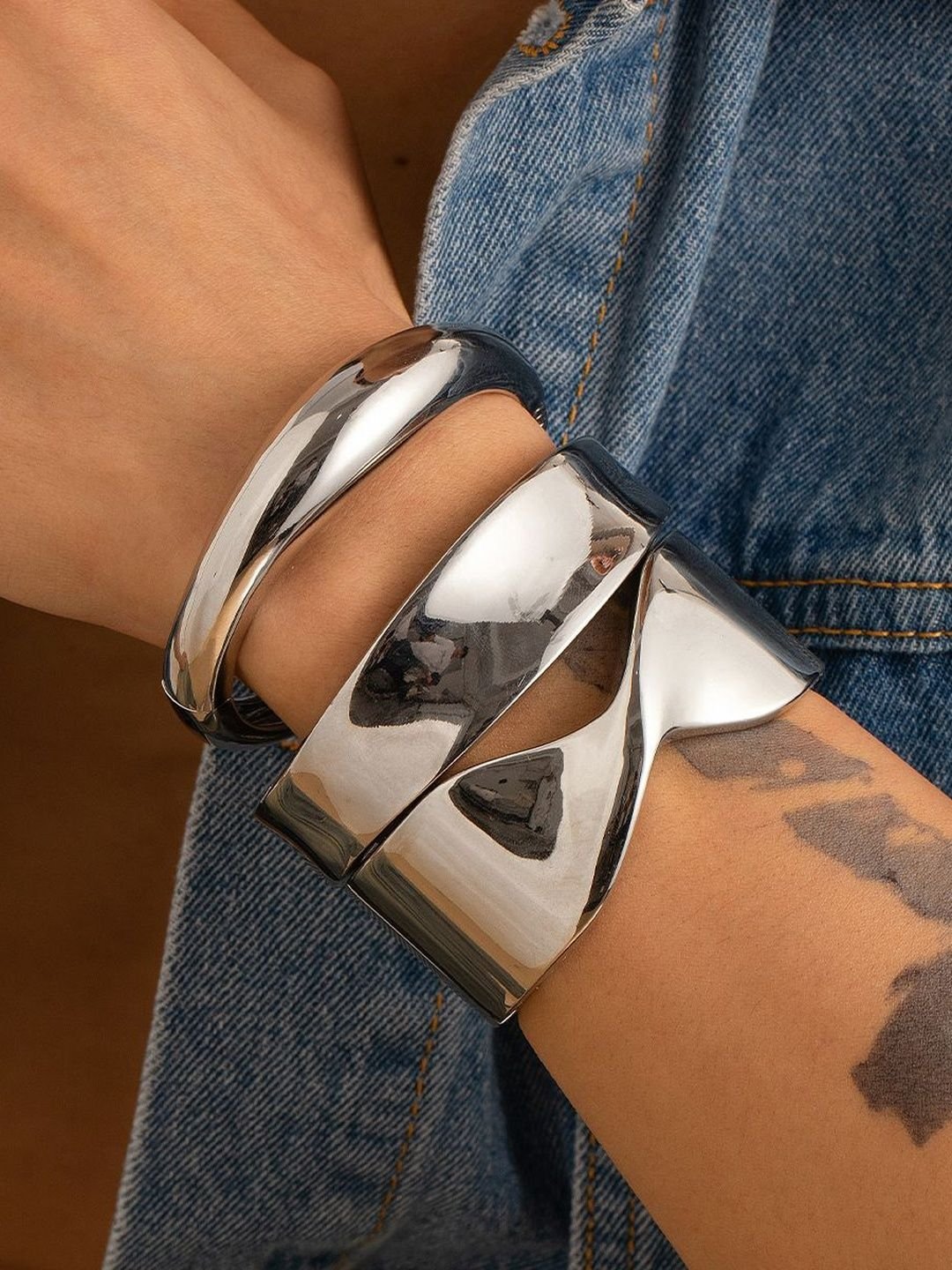 Revolte StyleCast x Revolte Men Handcrafted Silver-Plated Cuff Bracelet - Image 3