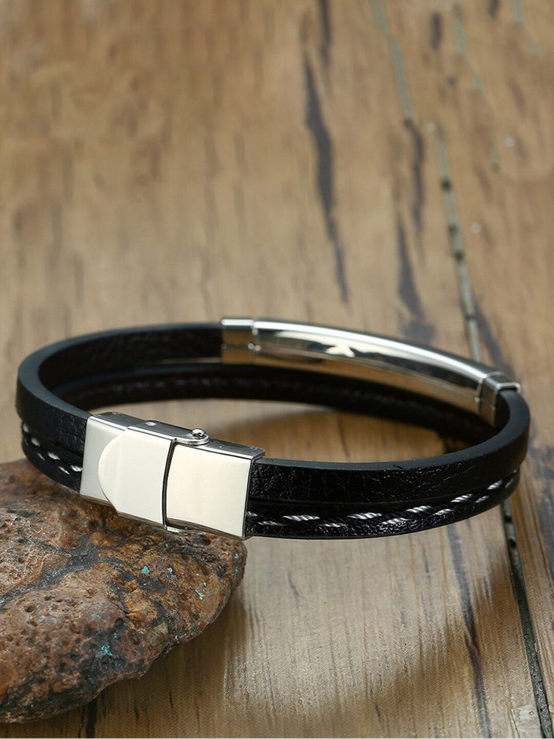 WROGN Men Wraparound Leather Bracelet - Image 2