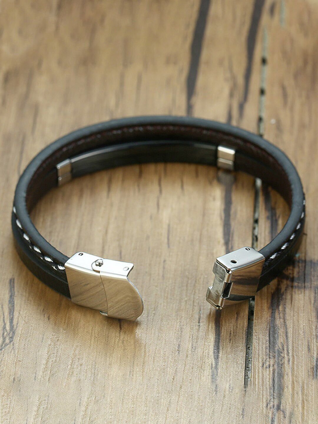 WROGN Men Wraparound Leather Bracelet - Image 3