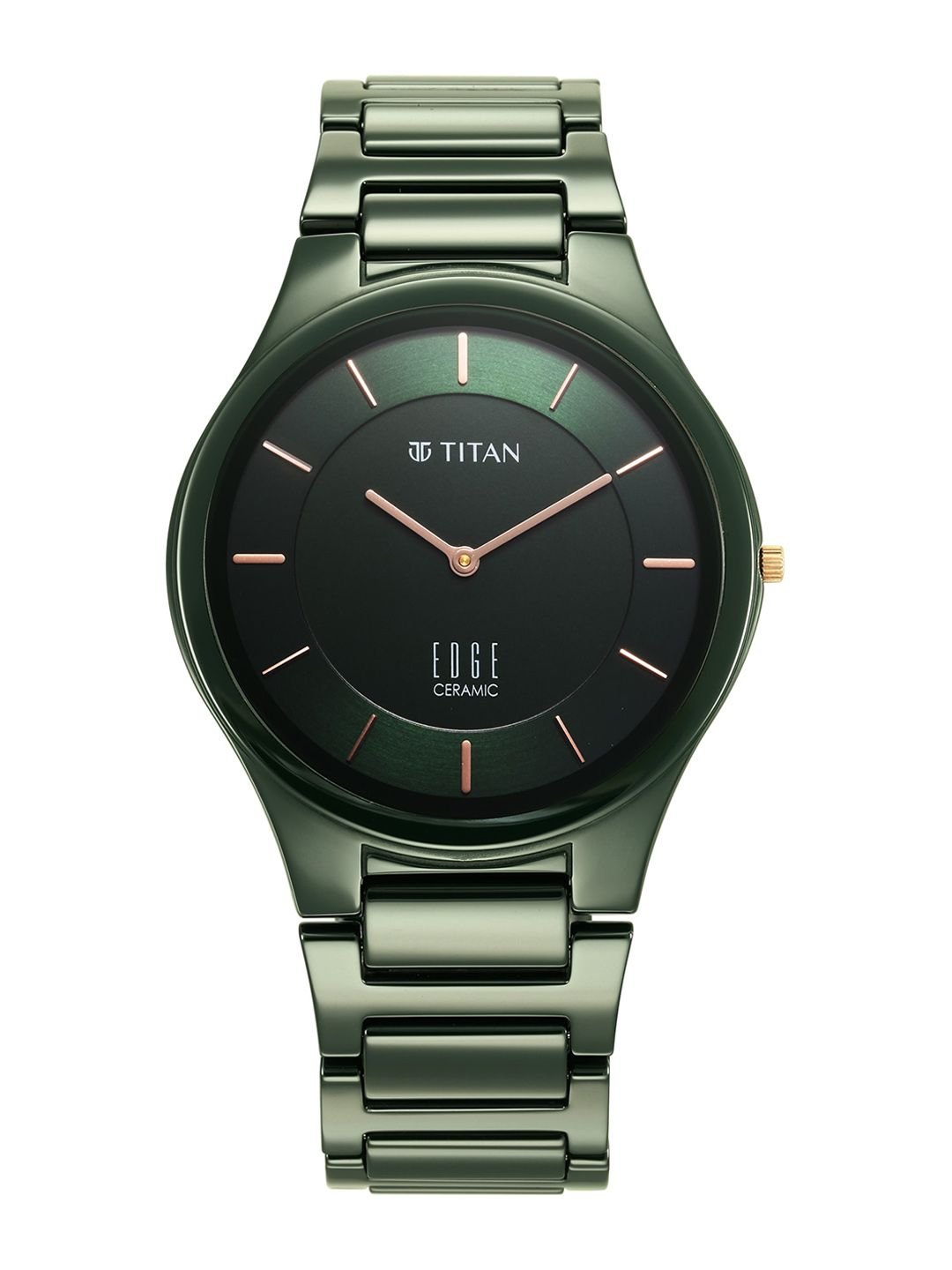 Edge Ceramic Quartz Analog With Green Dial Watch For Men - Nt1696qc06 - Image 2