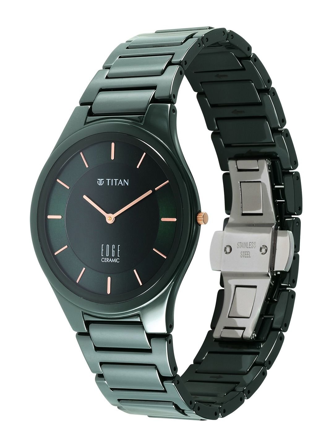 Edge Ceramic Quartz Analog With Green Dial Watch For Men - Nt1696qc06 - Image 4