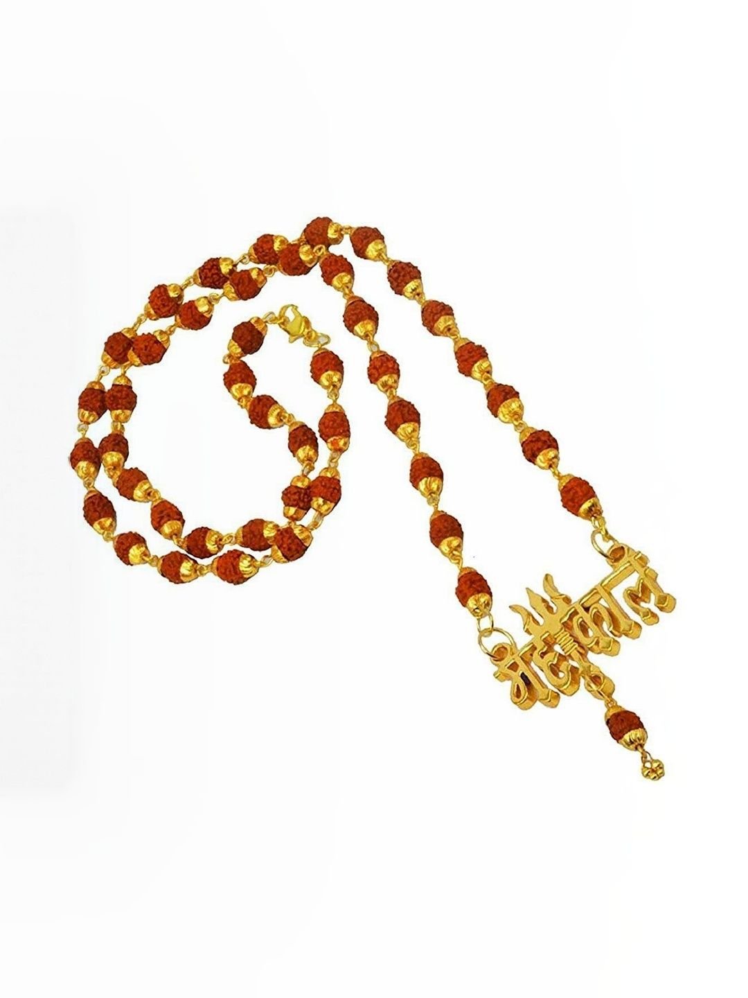 RAVIOUR LIFESTYLE Unisex Shiv Mahakal Trishul Pendant Brass Locket With RD Cap Mala