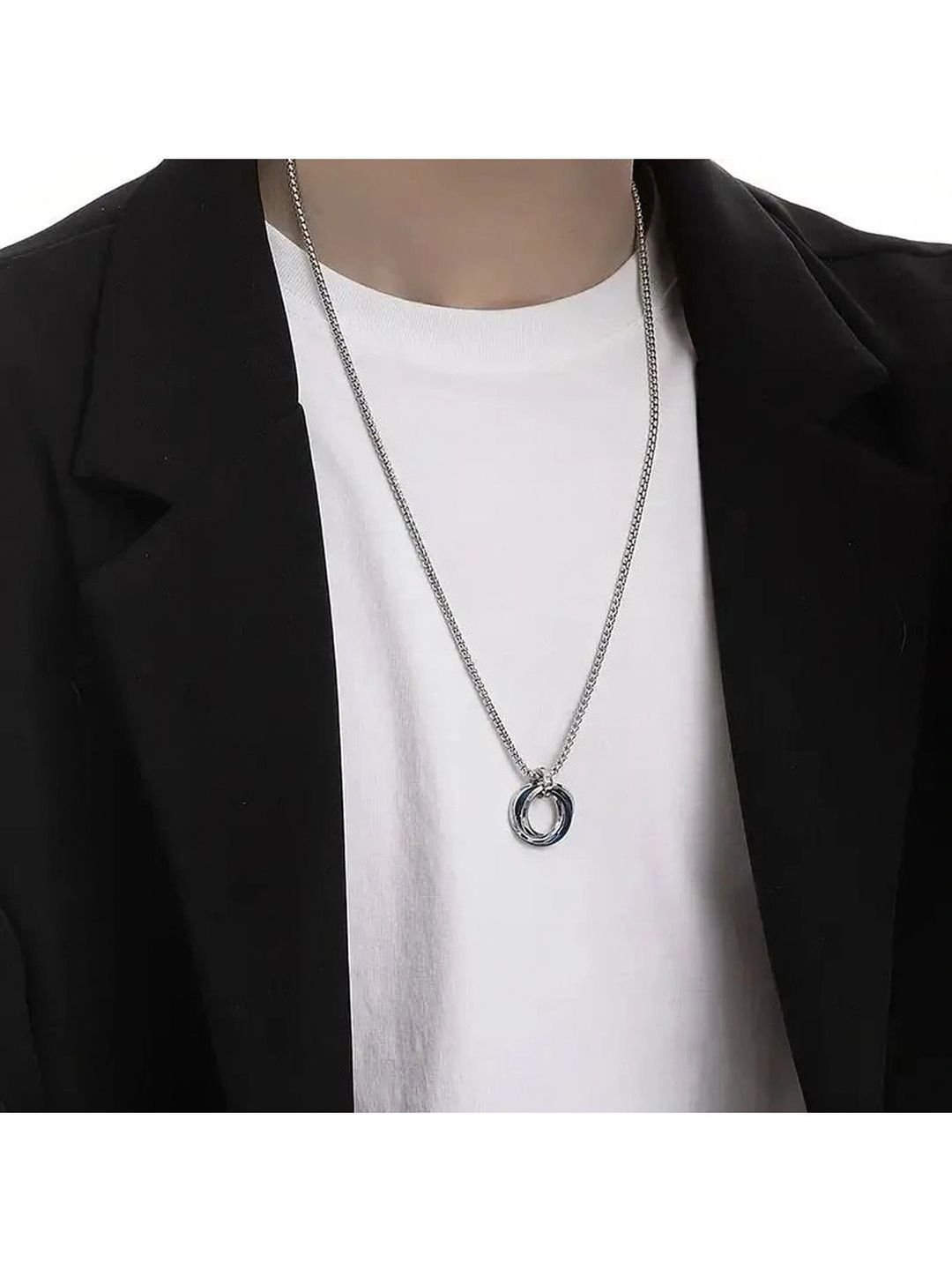 Multi Ring Stainless Steel Rocky Neck Chainfor Men