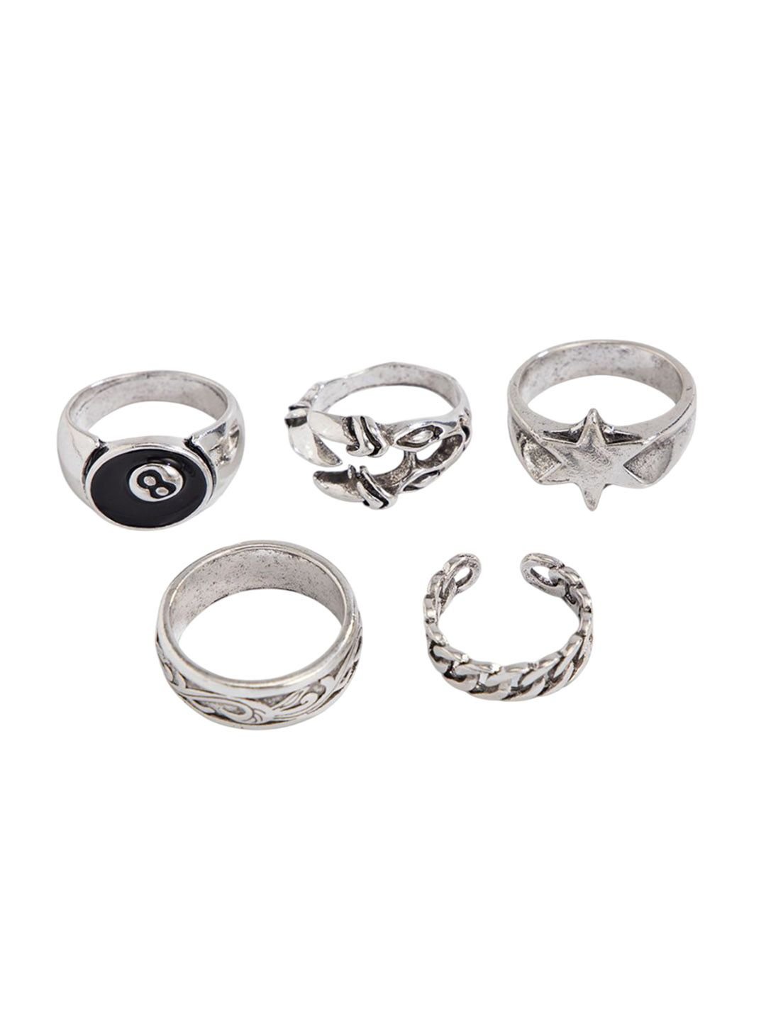 Revolte StyleCast x Revolte Set Of 5 Sliver-Plated Adjustable Finger Rings - Image 3