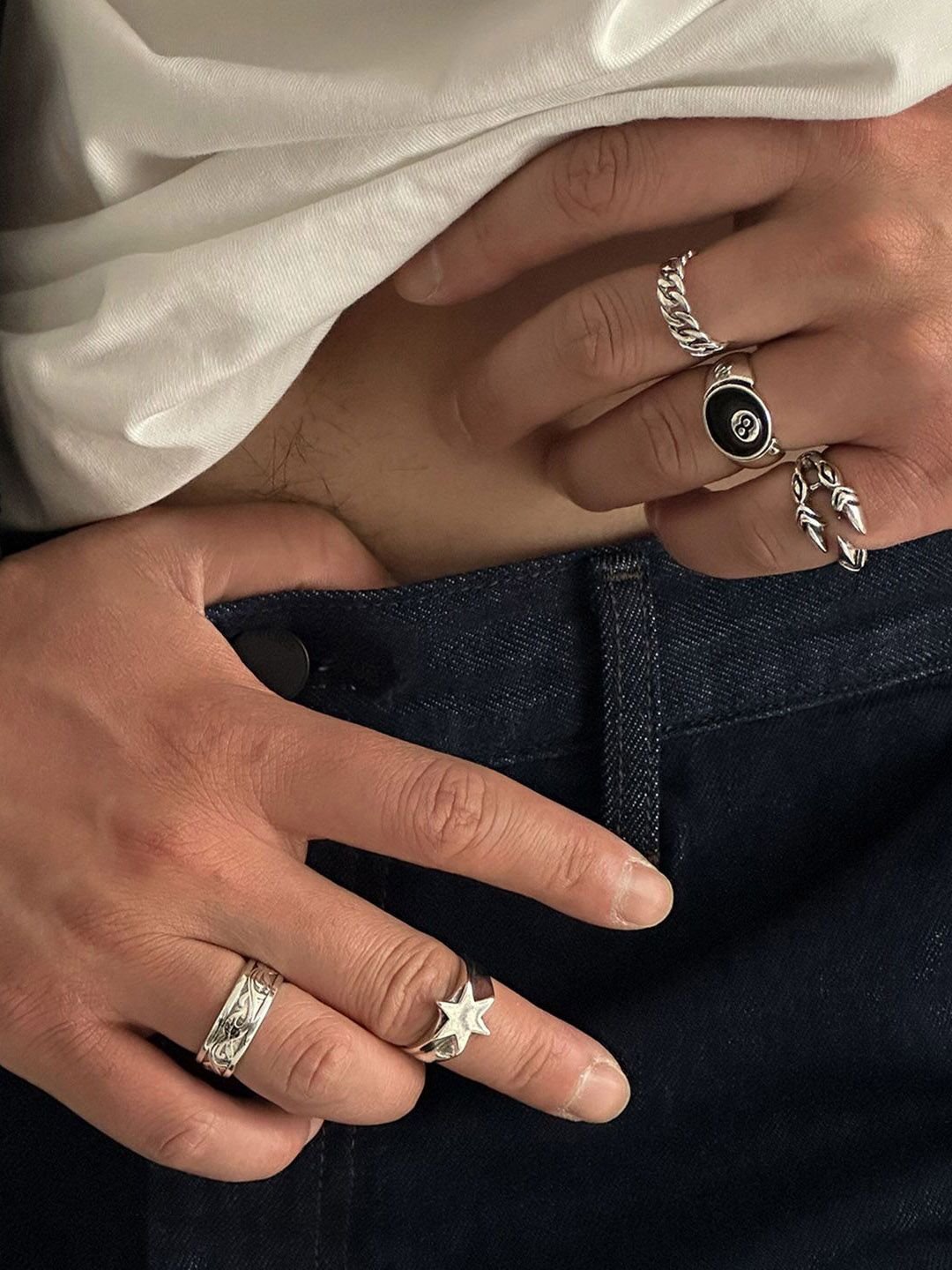 Revolte StyleCast x Revolte Set Of 5 Sliver-Plated Adjustable Finger Rings - Image 4