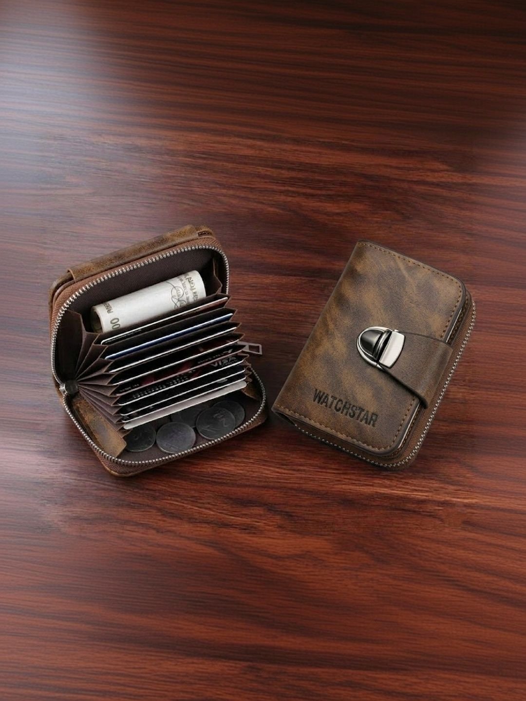 Men Textured Leather Two Fold Wallet - Image 4