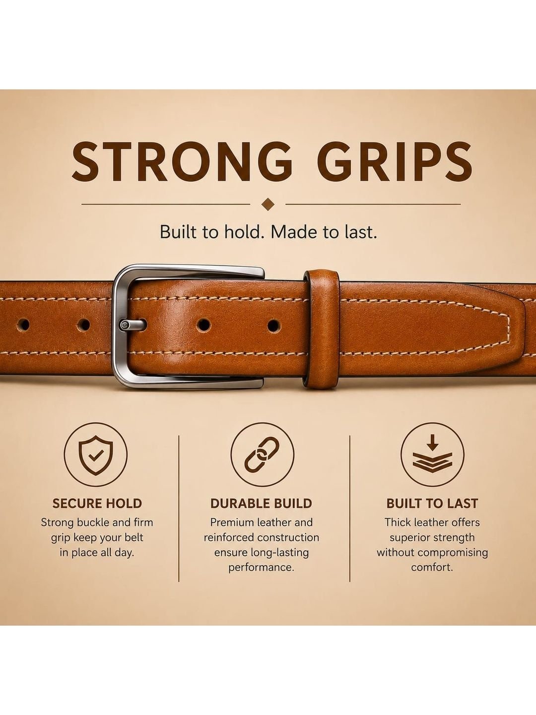 Men Textured Leather Belt - Image 2