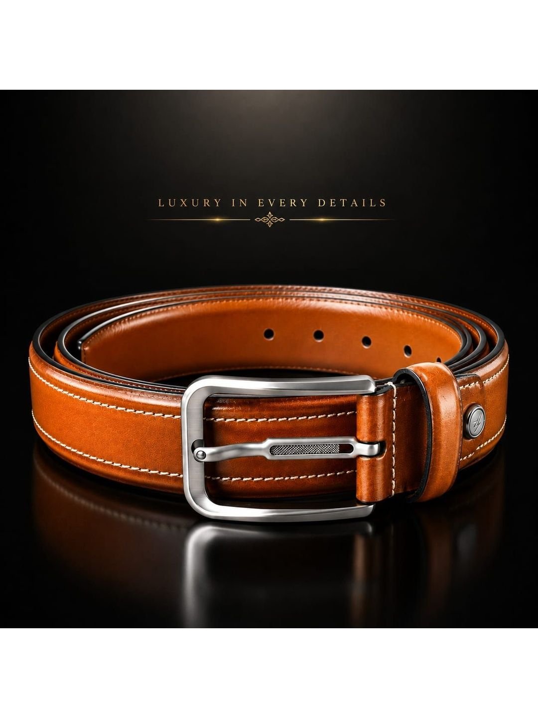 Men Textured Leather Belt - Image 4