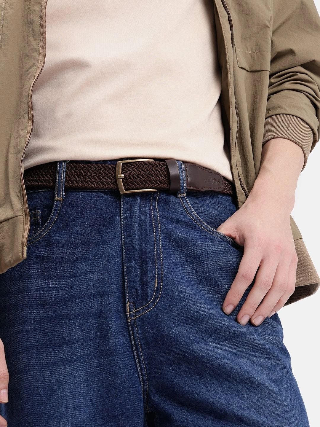 Men Braided Leather Belt - Image 2