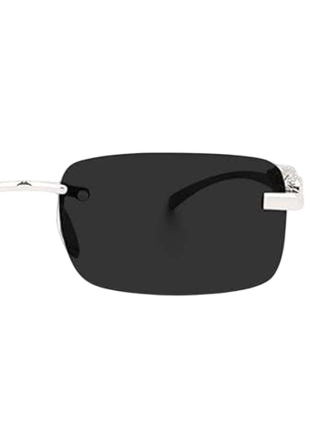 Men Square Sunglasses with UV Protected Lens SP Karan Silver Black - Image 2