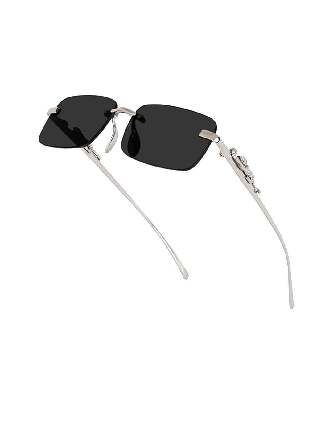 Men Square Sunglasses with UV Protected Lens SP Karan Silver Black - Image 3
