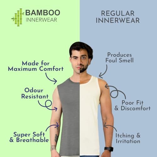 HEELIUM Bamboo Gym Vests for Men, Odour Free, Super Soft & Comfortable - Image 2