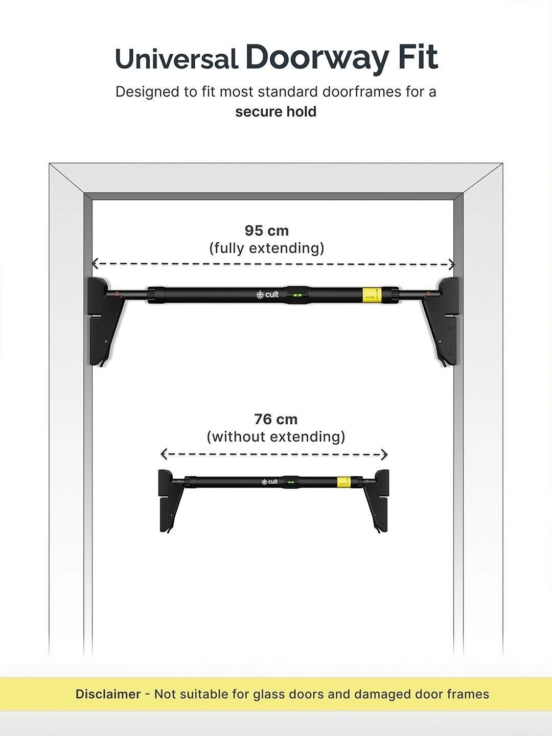 CULT Adjustable Pull-Up Bar for Doorway Size - 76-110cm - Image 4