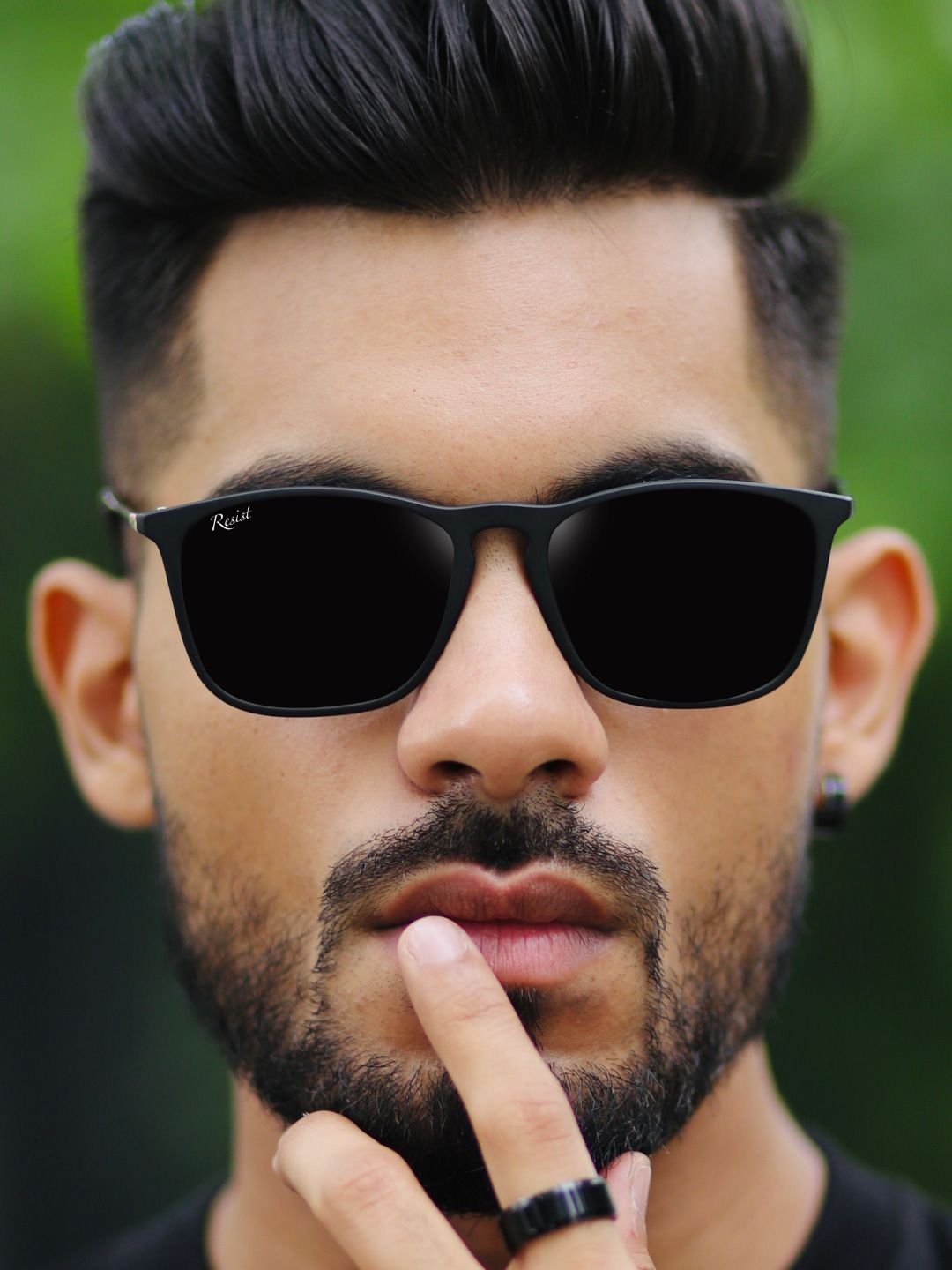 RESIST EYEWEAR RESIST EYEWEAR UNISEX Black UV Protected Wayfarer Sunglasses - Image 3