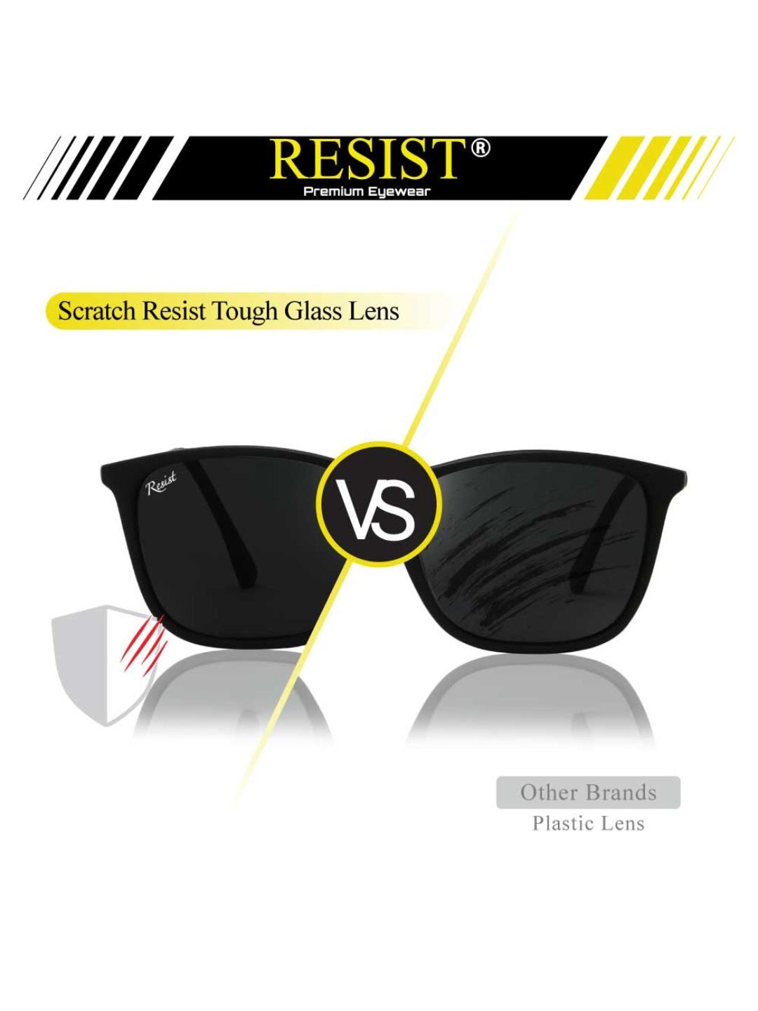 RESIST EYEWEAR RESIST EYEWEAR UNISEX Black UV Protected Wayfarer Sunglasses - Image 4