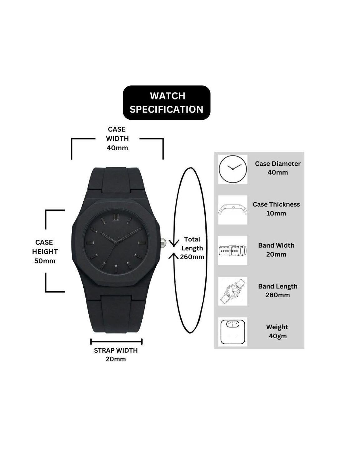 PAPIO Unisex Dial & Straps Analogue Watch MN-287 BLACK - Image 4